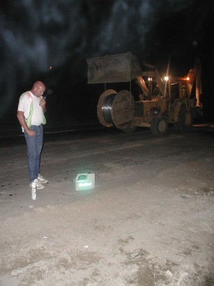 Photo of monitoring installation - access to the pavement surface allows monitoring of direction and depth of drilling