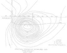 Structural contour map of Crawford Sink made soon after its discovery.