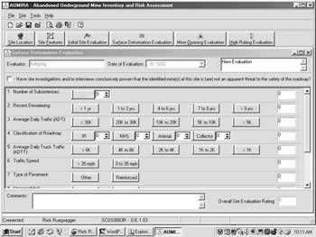 AUMRA Software Screen shot: Surface Deformation Evaluation top