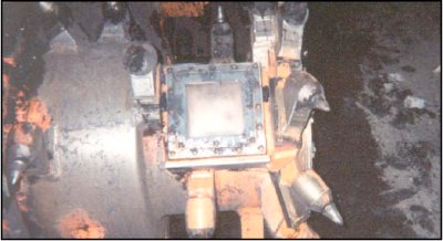 Photo of MSHA flameproof approved RMPA Horizon Sensor (HS-3) mounted on a coal cutting drum