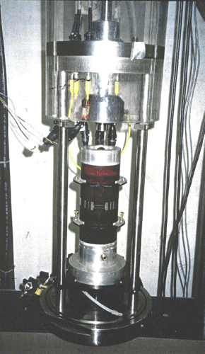 Close up photo of a triaxial cell set-up for a resilient modulus test as referenced in Table 5-31.