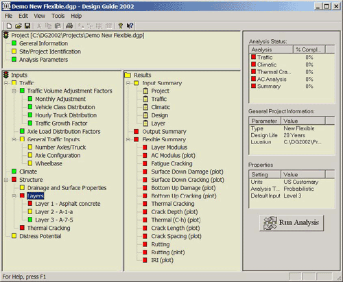 Copy of the main input screen for a windows based program developed to implement the NCHRP 1-37A methodology.