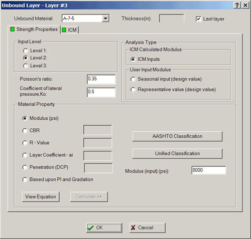 Copy of a typical data entry screen for a windows based program developed to implement the NCHRP 1-37A methodology.