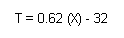 The number of trips equals 0.62 multiplied by the number of parking stalls minus 32.