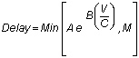 Delay = Ae<sup>B(V/C)</sup>,M