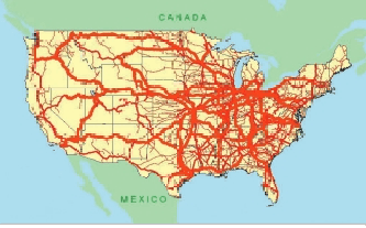 small maps of the US showing rail route system