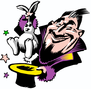 drawing of a magican pulling a rabbit out of a hat