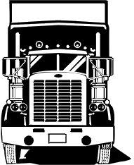 drawing of the frontal view of a semi-truck