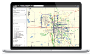 Generic graphic of laptop computer displaying a map.