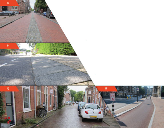 All four of these pictures show roads with separated bike lanes.