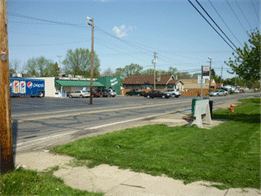 Image shows a midblock bus stop.