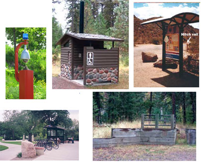 Photo collage of trail facilities.