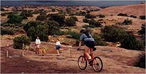Hikers and bikers enjoy a trail in Utah