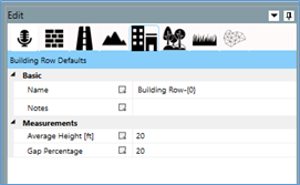 Screenshot showing the Edit Pane and the highlighted Building Row button. 