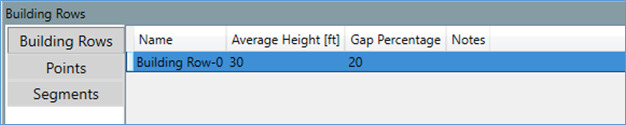 Screenshot showing the data for the Building Row in the Objects Detail Pane.
