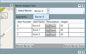 A screenshot showing the Barrier Analysis Tool with perturbable barrier segments.