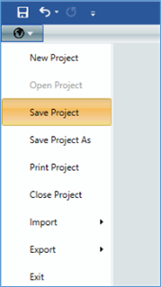 A screenshot showing the World tab and its submenu, including the Save Project option.