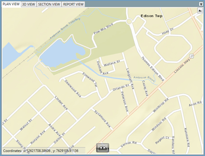 Screenshot showing the Plan View option in the View Pane prior to adding any objects.