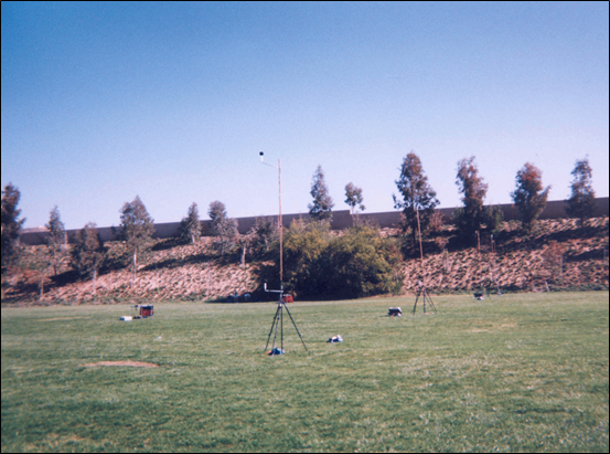 Photograph of Site 06CA showing a field and elevated barrier.