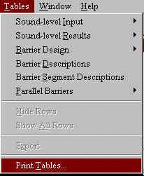 This menu pull-down under tables shows the print tables option which prints all tables, instead of requiring the user to open all tables individually and print.