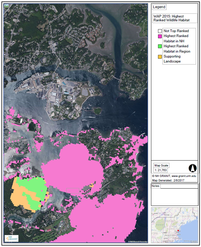 Map shows that the area around the causeway has habitat ranked highest in importance in the state.