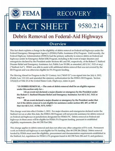 Debris Removal Fact Sheet