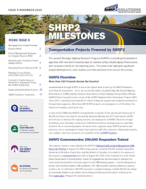 Cover of SHRP2 Milestones Issue 5
