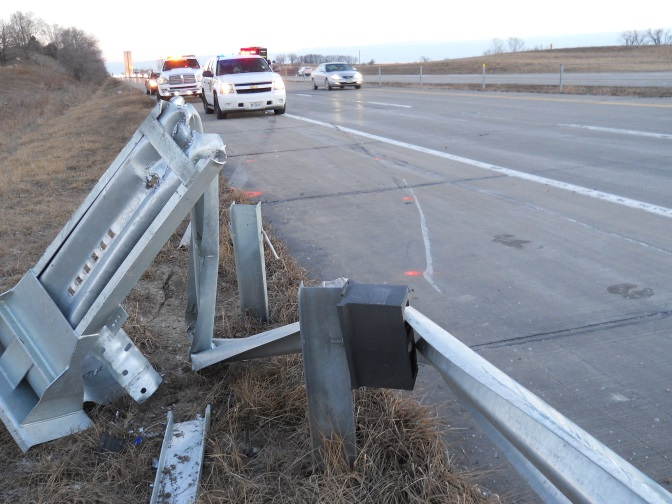 Photo 6 shows damaged guardrail for Case #2B002