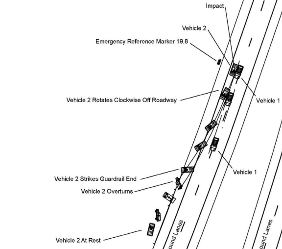 Figure 13 shows Police Report Crash Diagram for Case #2B002.