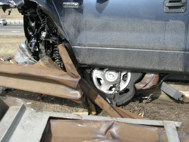 Photo 55 shows guardrail and vehicle damage for case #1A009