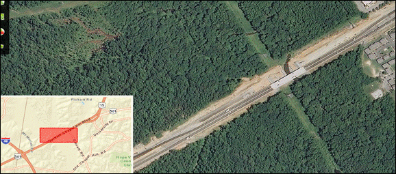 Figure 10. Photo. US-15/501 crossover locations. Figure 10. Photo. US-15/501 crossover locations.