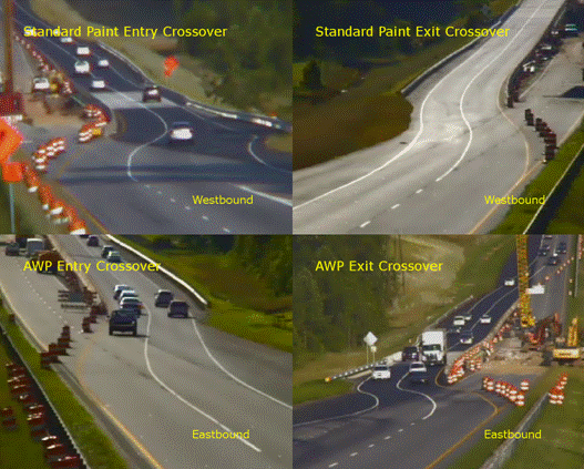 Figure 14. Photos. Four curves at the US-421 test site.