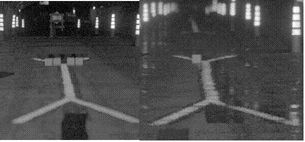 These images show snapshots from the imaging photometer for Prototype A all-weather test markings with diffuse panels placed at 45 meter distance from the vehicle.