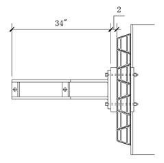 Photo and diagrams. Railing post test setup.