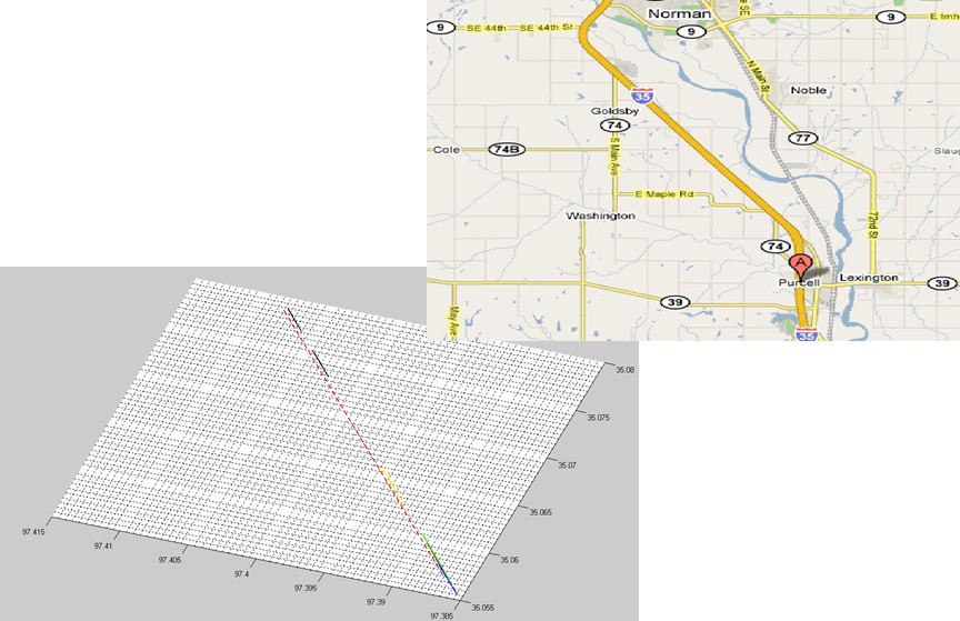 The second test site located on I-35 near Purcell, OK is shown in Figure 15. The test pavement is 3.016 miles long and is part of the Interstate I-35, approximately 3 miles north of Purcell in McClain County, Oklahoma.