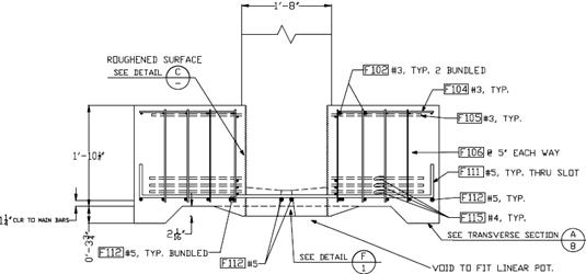 Figure 18. Diagram. Details of test specimen SF-1. Footing reinforcing details for socket footing test specimen SF-1.