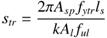 Figure 31. Equation. Spacing of shaft transverse reinforcement. s subscript tr equals the product of 2 times pi, times A subscript sp, times f subscript ytr, times l subscript s, end product, that product divided by the product of k, times A subscript l, time f subscript ul, end product.