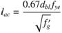 Equation C-8.8.4-1. Equation. l subscript ac equals the product of 0.67 d subscript bl and f subscript ye, end product, that product divided by the square root of f prime subscript g.