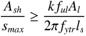 Equation C-8.8.12-1. Equation. A subscript sh divided by s subscript max is equal to or greater than the product of k times f subscript ul, times A subscript l, end of product, that product divided by the product of 2 times pi, times f subscript ytr, times l subscript s, end of product. Equation C-8.8.12-1. Equation. A subscript sh divided by s subscript max is equal to or greater than the product of k times f subscript ul, times A subscript l, end of product, that product divided by the product of 2 times pi, times f subscript ytr, times l subscript s, end of product.