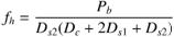 Equation C-8.13.2-1. Equation. f subscript h equals P subscript b divided by the product of D subscript s2 times the sum of D subscript c plus 2 times D subscript s1 plus D subscript s2 end of sum. Equation C-8.13.2-1. Equation. f subscript h equals P subscript b divided by the product of D subscript s2 times the sum of D subscript c plus 2 times D subscript s1 plus D subscript s2 end of sum.