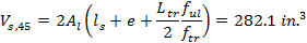 At theta = 45 degrees, the volume of steel in the splice is calculated as follows: