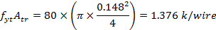 F sub yt times A sub tr is equal to 1.376 kips per wire.