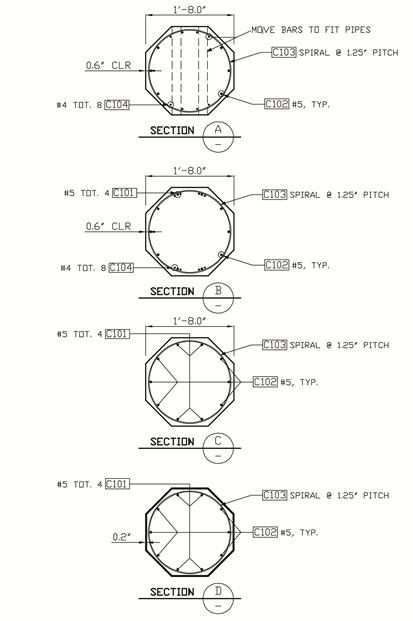 Column sections with reinforcing details of specimens DS-1 and DS-2.