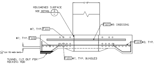 Footing reinforcing details for socket footing test specimen SF-3, showing reduced footing depth.