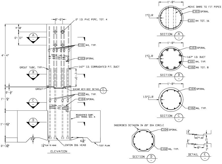 Column reinforcing details for specimen SF-1.