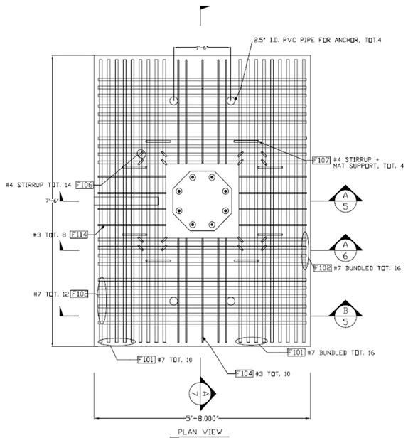 Bottom mat reinforcing details for specimen SF-3.