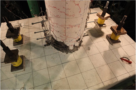 No damage was observed in the spread footing after cyclic testing.