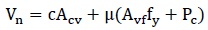 V subscript n equals c times A subscript cv plus the product of mu times the sum of A subscript vf times f subscript plus P subscript end of sum.