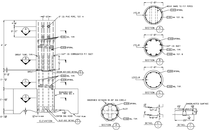 Column reinforcing details of specimen SF-1.
