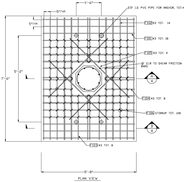 Top mat reinforcing details of specimen SF-1.